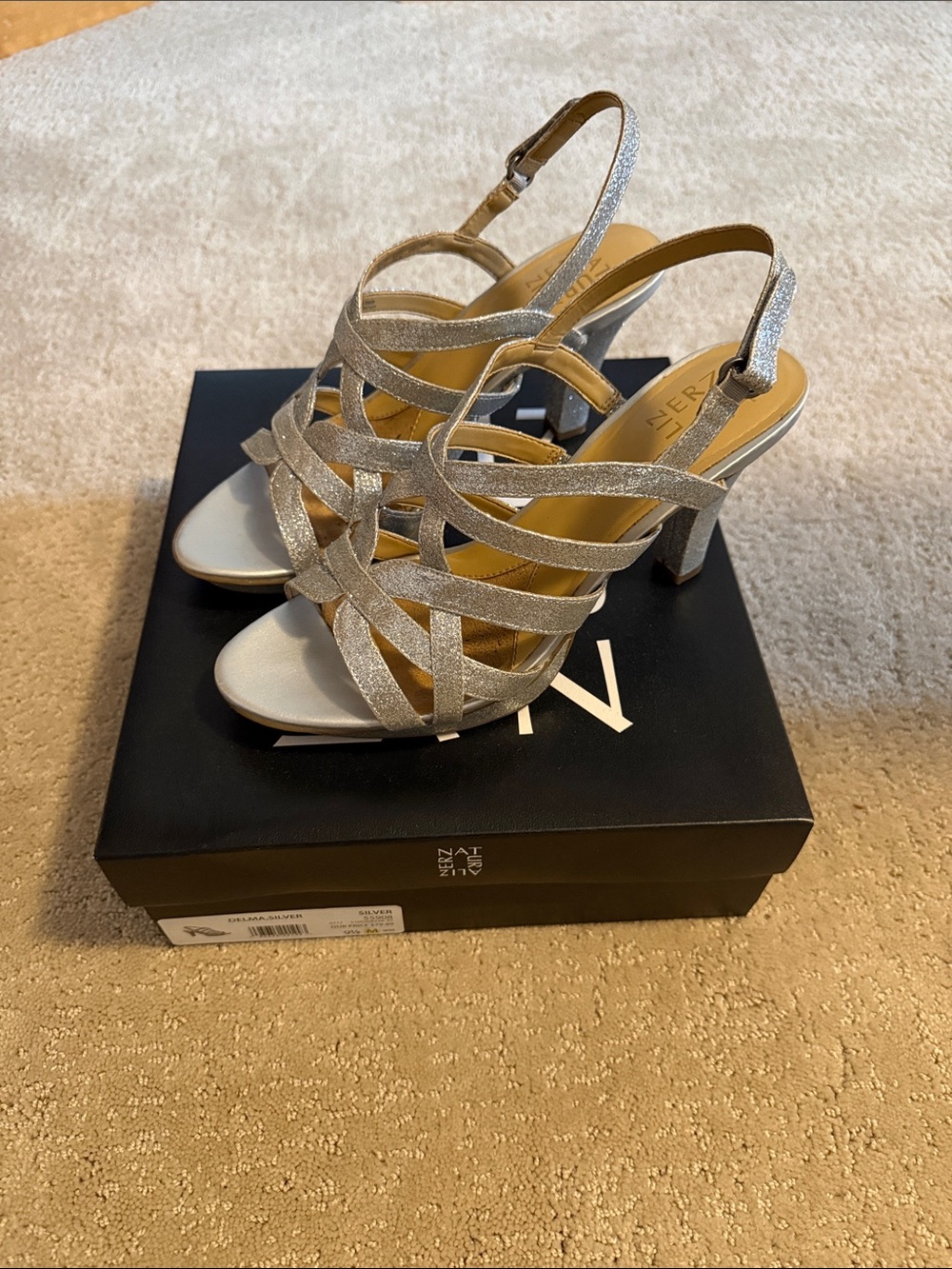 Silver strapped heels